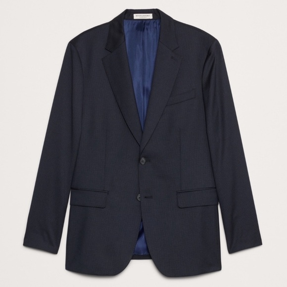 NWT! Banana Republic Navy Blue Signature Italian Houndstooth Suit Jacket 💎 - Picture 6 of 12